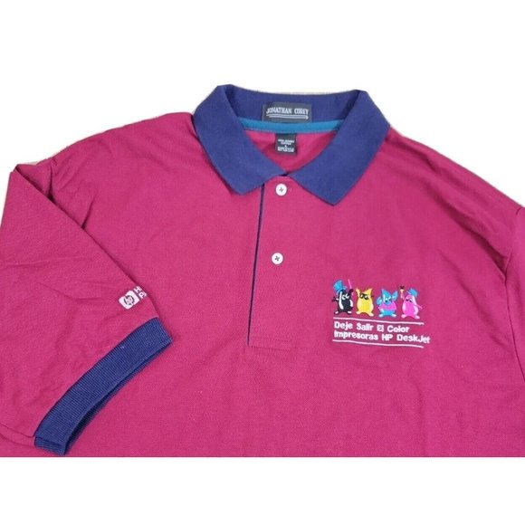 Vintage HP Deskjet Spanish Promo 90's Computer Printer Retro Men's L Polo Shirt - Picture 1 of 8